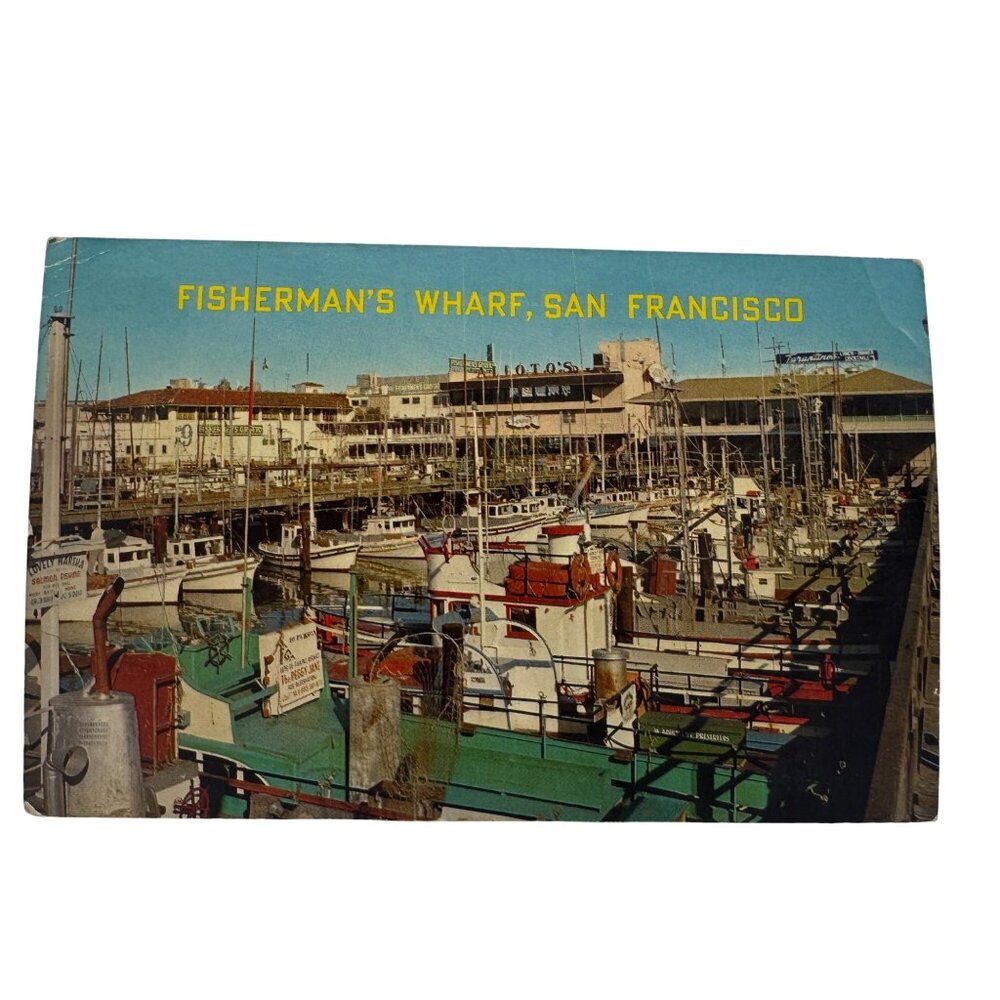 Vintage Fishermans Wharf San Francisco Postcard Published By Smith News Co. 1950